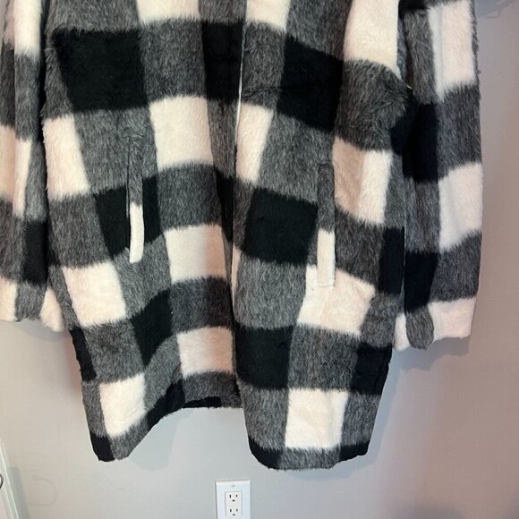 Marine Layer Stephanie Cocoon Coat Extra Large Black White Buffalo - Picture 3 of 11